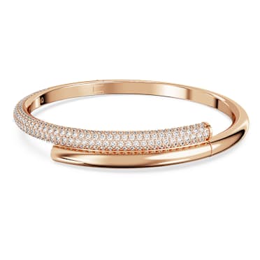 Bracelet-jonc Dextera, Fermoir magnétique, Blanc, Placage de ton or rosé - Swarovski, 5692267