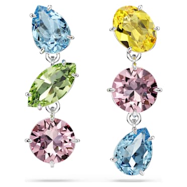 Gema Drop-Ohrhänger, Asymmetrisches Design, Verschiedene Schliffe, Mehrfarbig, Rhodiniert - Swarovski, 5692406