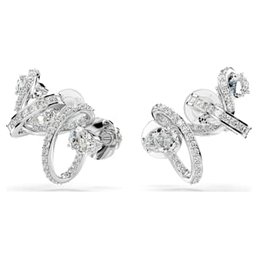 Boucle d'oreille manchette Hyperbola, Tailles variées, Blanc, Métal rhodié - Swarovski, 5692424