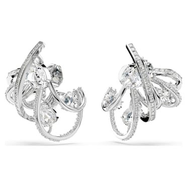 Boucle d'oreille manchette Hyperbola, Pièce d’exception, Tailles diverses, Blanc, Métal rhodié - Swarovski, 5692427