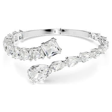 Matrix cuff, Mixed cuts, White, Rhodium plated - Swarovski, 5692527