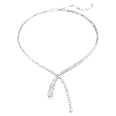 Matrix Y-Halskette, Verschiedene Schliffe, Weiß, Rhodiniert - Swarovski, 5692533
