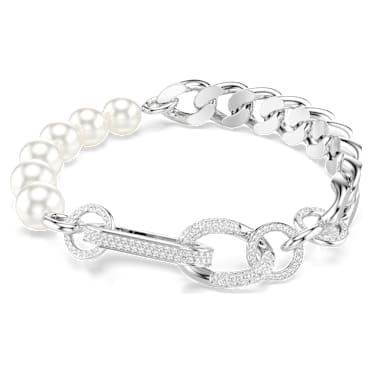 Bracelet Dextera, Perle de cristal, Liens mélangés, Blanc, Métal rhodié - Swarovski, 5692743