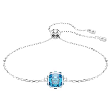 Birthstone bracelet, Square cut, December, Blue, Rhodium plated - Swarovski, 5692880