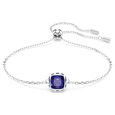 Birthstone armband, Square slijpvorm, September, Blauw, Rodium toplaag - Swarovski, 5692881