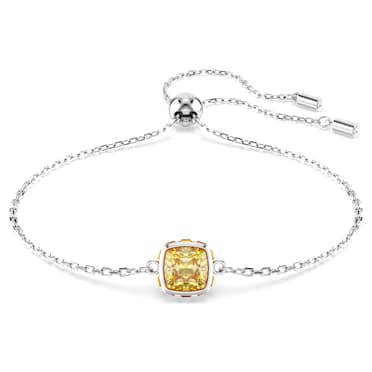 Birthstone bracelet, Square cut, November, Yellow, Rhodium plated - Swarovski, 5692884
