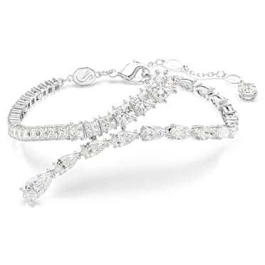 Matrix Armband, Verschiedene Schliffe, Weiß, Rhodiniert - Swarovski, 5693154