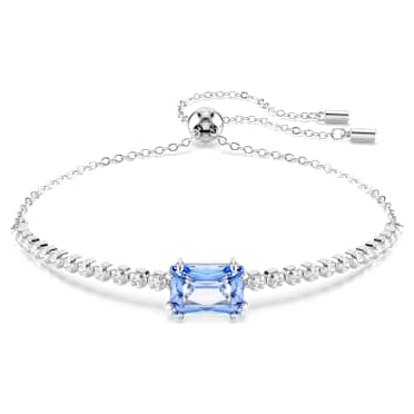 Matrix Tennis armband, Verschillende slijpvormen, Blauw, Rodium toplaag - Swarovski, 5693412