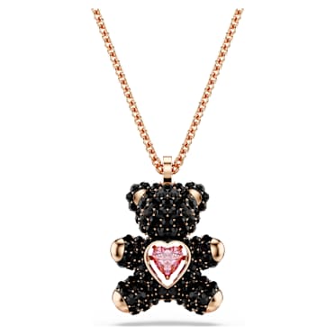 Teddy 鏈墜, 泰迪熊, 黑色, 鍍玫瑰金色調 - Swarovski, 5693623 Teddy 鏈墜, 泰迪熊, 黑色, 鍍玫瑰金色調 - Swarovski, 5693623