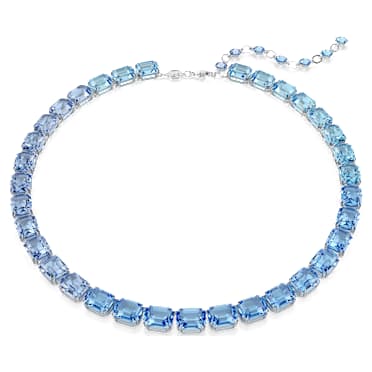 Millenia Tennisketting, Octagon-slijpvorm, Kleurverloop, Blauw, Rodium toplaag - Swarovski, 5694136