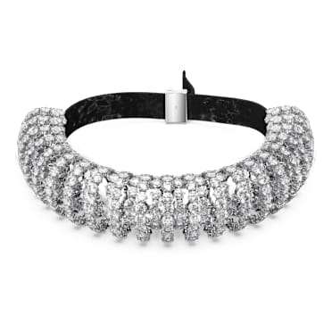 โชคเกอร์ Constella, เจียระไนทรงกลม, ขาว, เคลือบโรเดียม - Swarovski, 5694793