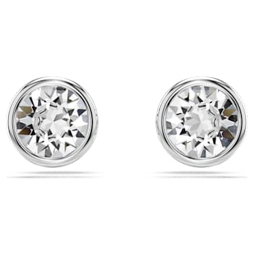 Imber 스터드 이어링, 라운드 컷, 화이트, 로듐 플래팅 - Swarovski, 5696073