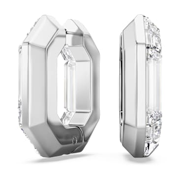 Lucent hoop earrings, Octagon shape, Small, White - Swarovski, 5696289
