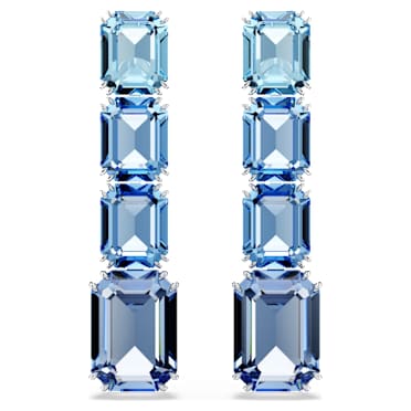 Millenia Oorhangers, Octagon-slijpvorm, Kleurverloop, Blauw, Rodium toplaag - Swarovski, 5696516