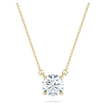 Eternity solitaire pendant, Lab-grown diamonds 1 ct tw, Round shape, 14K yellow gold - Swarovski, 5696886
