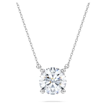 Eternity solitaire pendant, Lab-grown diamonds 2 ct tw, Round cut, 14K white gold - Swarovski, 5696887