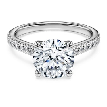 Eternity solitaire ring, Laboratory grown diamonds 2.2 ct tw, Round cut, 14K white gold - Swarovski, 5696907