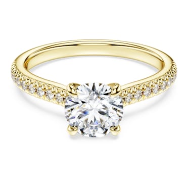 Eternity solitaire ring, Laboratory grown diamonds 1.2 ct tw, Round cut, 14K yellow gold - Swarovski, 5696937