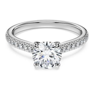 Eternity solitaire ring, Laboratory grown diamonds 1.2 ct tw, Round cut, 14K white gold - Swarovski, 5696942