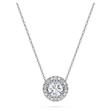 Eternity halo solitaire pendant, Lab-grown diamonds 0.59 ct tw, Round shape, 14K white gold - Swarovski, 5697104