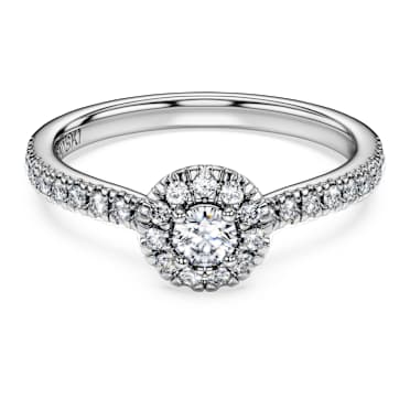 Eternity halo solitaire ring, Lab-grown diamonds 0.45 ct tw, Round shape, Sterling silver - Swarovski, 5697126