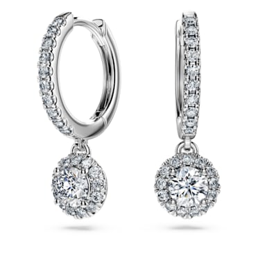 Eternity drop earrings, Laboratory grown diamonds 1.1 ct tw, 14K white gold - Swarovski, 5697131