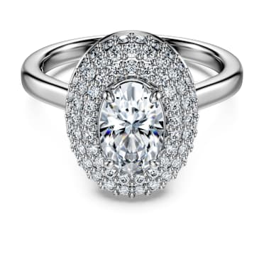 Eternity halo solitaire ring, Lab-grown diamonds 1.5 ct tw, Mixed shapes, 18K white gold - Swarovski, 5697748