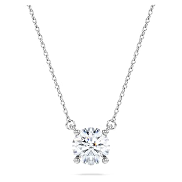Pandantiv solitaire Eternity, Diamante create în laborator 1 ct tw, Formă rotundă, Aur alb 18K - Swarovski, 5697765