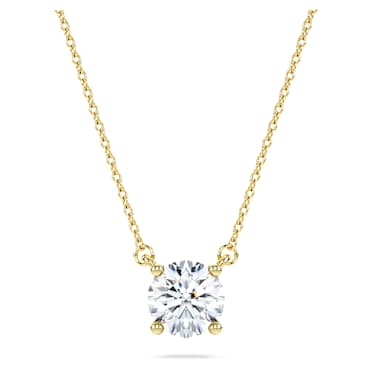 Colgante solitario Eternity, Diamantes creados en laboratorio (peso total de 1 quilate), Forma redonda, Oro amarillo de 18 quilates - Swarovski, 5697770