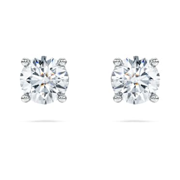 Orecchini a lobo con solitario Eternity, Diamanti creati in laboratorio 1 ct tw, Forma rotonda, Oro bianco 18 K - Swarovski, 5697773