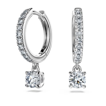 Eternity drop earrings, Laboratory grown diamonds 0.7 ct tw, 18K white gold - Swarovski, 5697774
