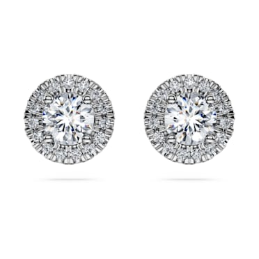 Eternity stud earrings, Laboratory grown diamonds 1.25 ct tw, 18K white gold - Swarovski, 5697776