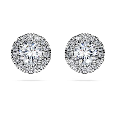 Orecchini a lobo halo Eternity, Diamanti creati in laboratorio 1,25 ct tw, Forma rotonda, Oro bianco 18 K - Swarovski, 5697776