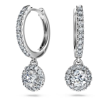 Orecchini pendenti Eternity, Diamanti creati in laboratorio 1,1 ct tw, Forma rotonda, Oro bianco 18 K - Swarovski, 5697777