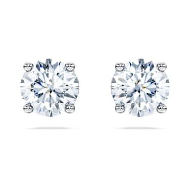 Cercei stud solitaire Eternity, Diamante create în laborator 2 ct tw, Formă rotundă, Aur alb 18K - Swarovski, 5697779