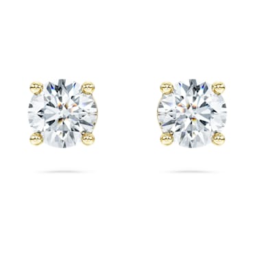 Eternity stud earrings, Laboratory grown diamonds 1 ct tw, 18K yellow gold - Swarovski, 5697781