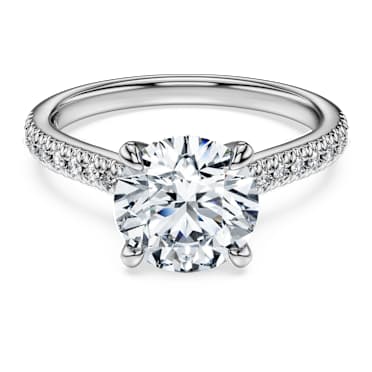 Eternity solitaire ring, Lab-grown diamonds 2.2 ct tw, Round shape, 18K white gold - Swarovski, 5697782
