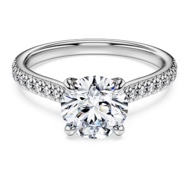 Eternity solitaire ring, Lab-grown diamonds 1.7 ct tw, Round shape, 18K white gold - Swarovski, 5697789