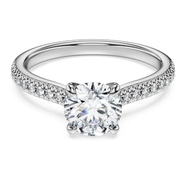 Inel solitaire Eternity, Diamante create în laborator 1.2 ct tw, Formă rotundă, Aur alb 18K - Swarovski, 5697805