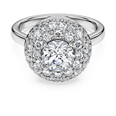 Eternity halo solitaire ring, Lab-grown diamonds 2 ct tw, Round shape, 18K white gold - Swarovski, 5697810