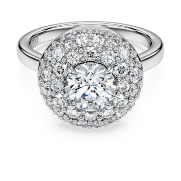 Eternity halo solitaire ring, Laboratory grown diamonds 2 ct tw, 18K white gold - Swarovski, 5697813
