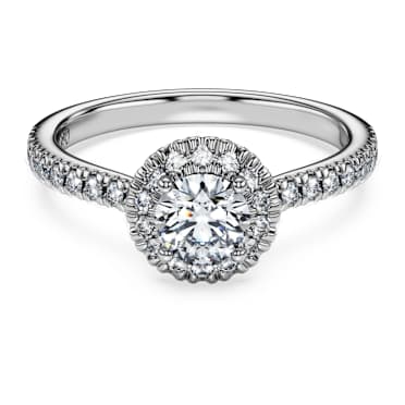Eternity halo solitaire ring, Lab-grown diamonds 0.8 ct tw, Round shape, 18K white gold - Swarovski, 5697826
