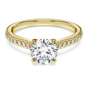 Eternity solitaire ring, Lab-grown diamonds 1.2 ct tw, Round shape, 18K yellow gold - Swarovski, 5697870
