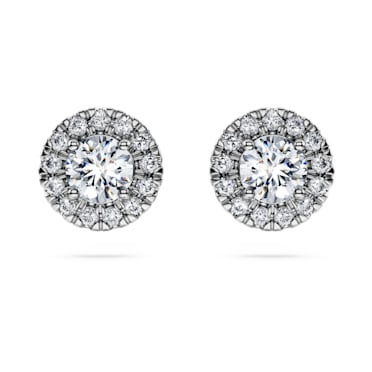 Eternity stud earrings, Laboratory grown diamonds 0.75 ct tw, 14K white gold - Swarovski, 5698155