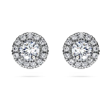 Clous d’oreilles halo Eternity, Diamants de synthèse 0,75 ct tw, Forme ronde, Or blanc 18 carats - Swarovski, 5698156