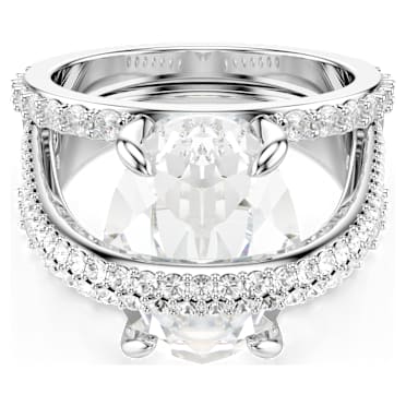Pierścionek koktajlowy Hyperbola, Szlify różnorodne, Biały, Powłoka z rodu - Swarovski, 5698475
