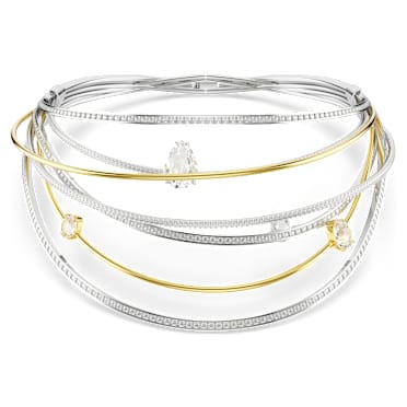 Hyperbola choker, Mixed cuts, White, Mixed metal finish - Swarovski, 5698477