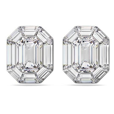 ต่างหูหนีบ Lucent, เจียระไนทรงแปดเหลี่ยม, ขาว - Swarovski, 5698525