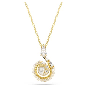 Snake pendant, Crystal pearl, Mixed cuts, Year of the Snake, White, Gold-tone plated - Swarovski, 5698887