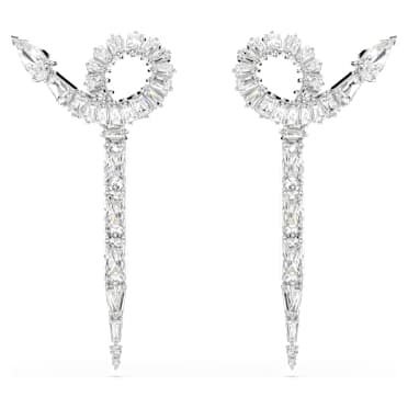 Snake Oorhangers, Verschillende slijpvormen, Jaar van de Slang, Wit, Rodium toplaag - Swarovski, 5698891